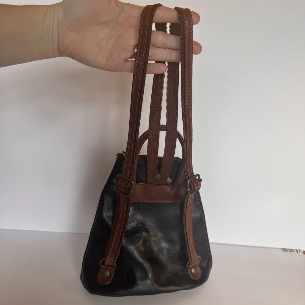 Italian Genuine Leather Top Handle Backpack Purse Brown Shoulder Bag Handbag